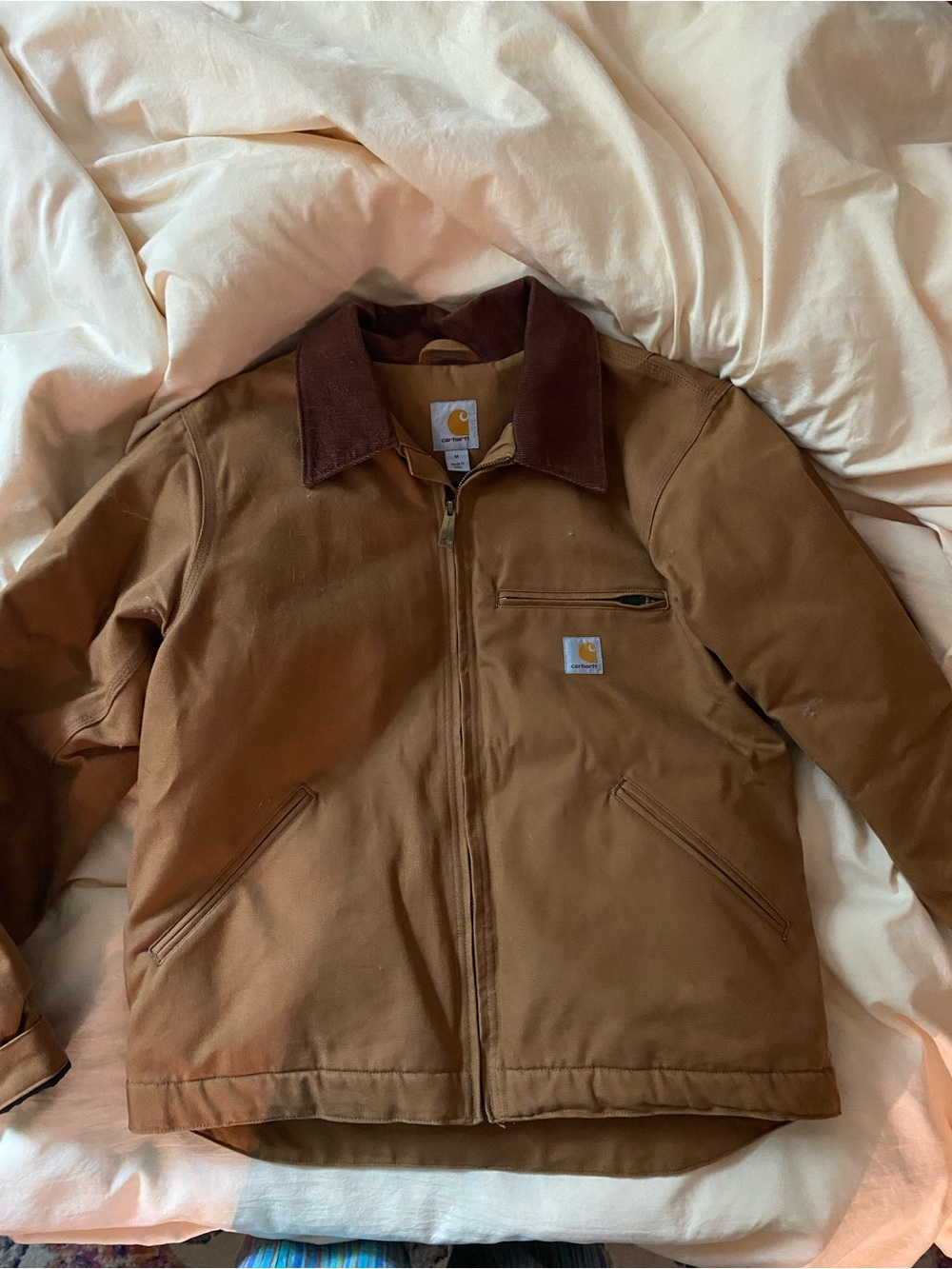 Carhartt Tan/Brown Duck Jacket with Corduroy Collar